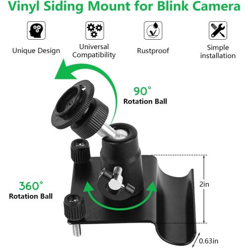 2Pack Vinyl Siding Mount for Blink Outdoor 4 (4th Gen)/(3rd Gen), Blink XT / XT2, Blink Mini, Adjustable Mounting Bracket with Outdoor Vinyl Siding Clips Hooks