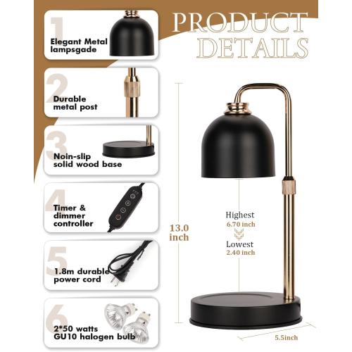 Candle Warmer Lamp with Timer & Dimmable Brightness, House Warming Gifts New Home, Candle Warming Lamp Gifts for Valentines, Birthday Gifts for Women Mom, Flameless Wax Melt Warmer for Jar Candles