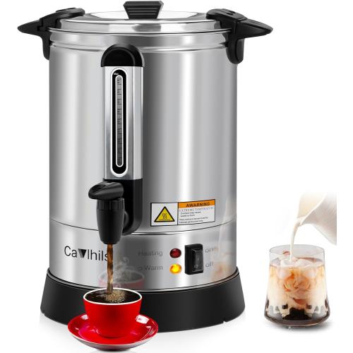 Coffee Urn 100 Cup, Commercial Grade Stainless Steel Percolate Coffee Maker Hot Water Urn Coffee Dispenser 1500W, 16L Single