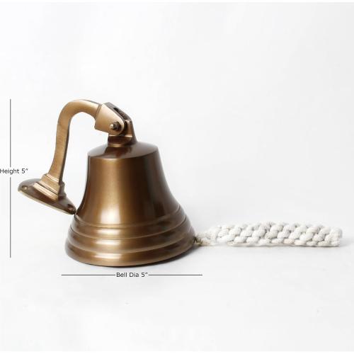 Wall Mounted Hanging Nautical Ship Bell 5 – Antique Brass Marine Dinner Bell for Indoor & Outdoor Use