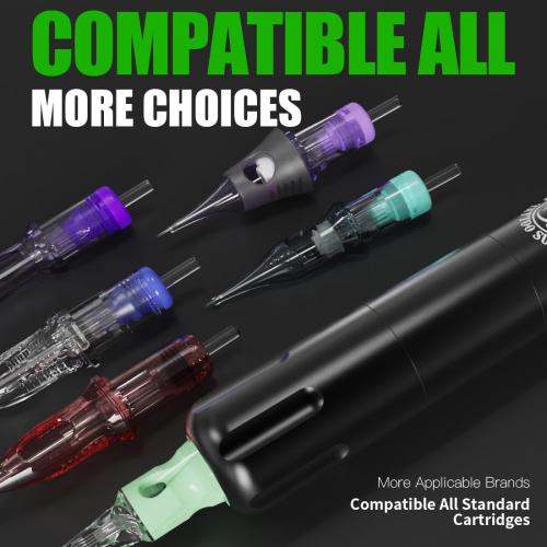 Dragonhawk Cartridges Tattoo Gun Machine Kit - S12 Corded/Cordless Rotary Pen with 2 Rechargeable Batteries Complete Tattoo Kit for Beginners