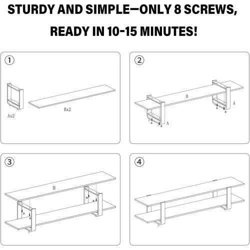 Welnow Low Bamboo TV Stand for 65 Inch TV, 2-Tier Open Shelves, Walnut | Modern Entertainment Center,Open Shelf for Gaming Consoles and Soundbar,Media Console Table for Living Room, Bedroom