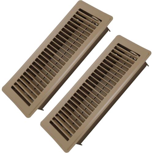 4 x 12 Floor Register 2 Pack - Heavy Duty Steel Walkable Floor Vents - Easy Adjust Air Supply Lever - Vent Covers for Home (Brown)