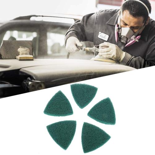 5 Pcs Triangle Scouring Pad, Scouring Stick, Self Adhesive Plate Grinding Machine Accessories, Green Scrub Pads for Surface Sanding Polishing