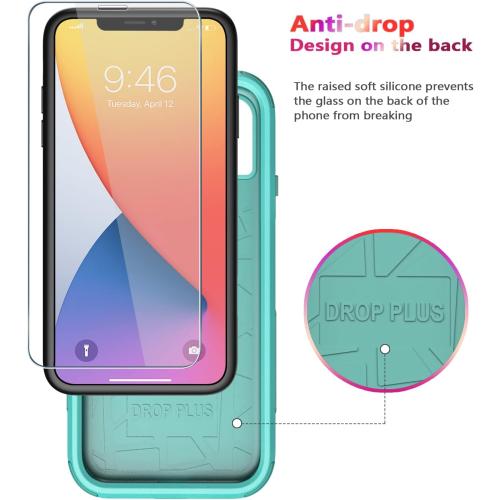 Diverbox for iPhone 14 Case [Shockproof] [Dropproof] [Tempered Glass Screen Protector],Heavy Duty Protection Phone Case Cover for Apple iPhone 14 (Teal-3in1)