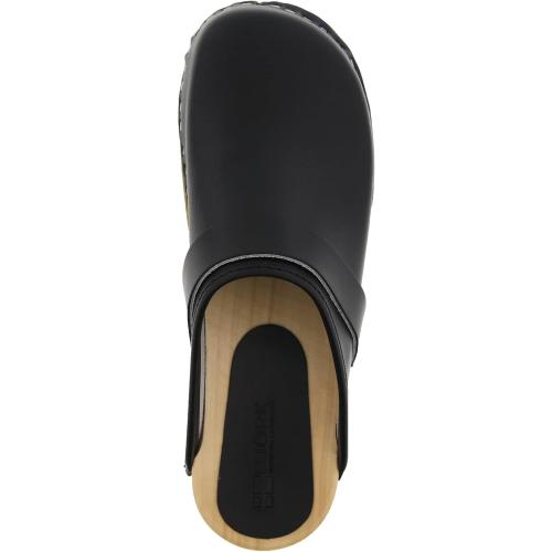 Size 42..Bjork Maja Wood Open Back Leather Clogs