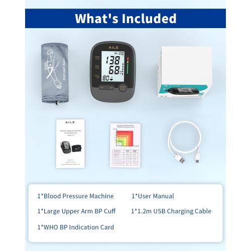 AILE Upper Arm Blood Pressure Machine,High Blood Pressure Monitors for Home use with Adjustable Blood Pressure Cuff - Large LCD Screen,Dual Power Option