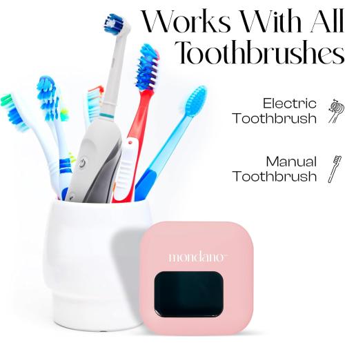 Mondano UV-C Toothbrush Sanitizer and Holder, Toothbrush Case - Manual/Electric Toothbrush Cover for Any Toothbrush Head - Rechargeable Toothbrush Travel Case, Tooth Brush Cover Cap for Home