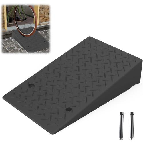 Size 7.09 inch Rubber Threshold Ramp 7.09 Inch Rise, Wheelchair Rubber Door Ramp with Non-Slip Surface, Home Step Ramp with Channel for Wheelchairs/Cars/Scooters(1PCS, 2200LBs Loading)