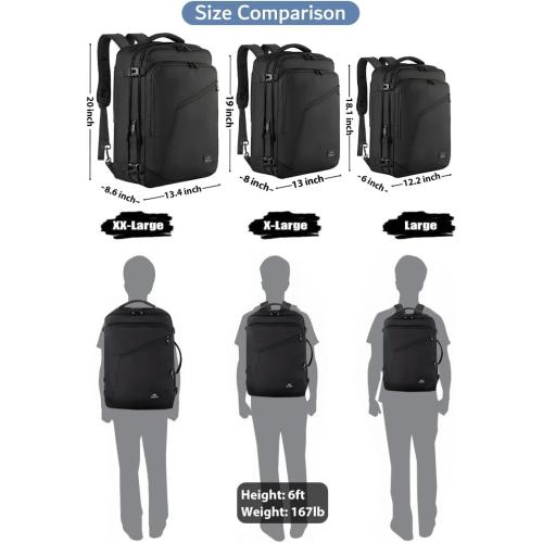 MATEIN Carry on Backpack, Extra Large Travel Backpack Expandable Airplane Approved Weekender Bag for Men and Women, Water Resistant Lightweight Daypack for Flight 40L, Black