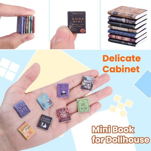 DIYDEC 300pcs Mini Books Miniatures Dollhouse Books for Anxiety Bookshelf Tiny Plastic Books for Dollhouse Decor Accessories DIY Crafting Library Bookshelf Fillers