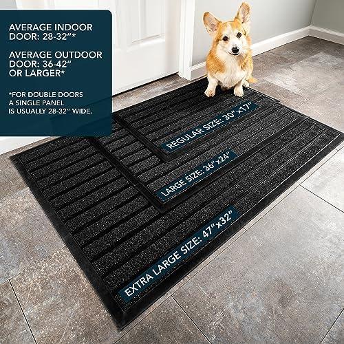 ubdyo Extra Durable Door Mat - Dirt Trapping Outdoor Welcome Mats - Non-Slip Outdoor Indoor Entrance - Low Profile Front Doormat (36 x 24, Bright Black)