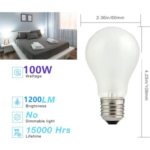 100W Incandescent Light Bulbs,Frosted Bulbs,Dimmable Medium E26 Base Light Bulbs,A19 Incandescent Light Bulb,2700K Warm White, for Fridge, Range Hood, Sewing Machine, Freezer Ceiling Fan (2)