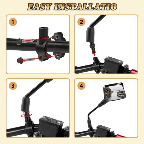 SHEJISI Motorcycle Mirrors 10mm,Suitable for Rain and Snow ATV Mirrors (2 Pack),Fits 7/8Handlebar Scooter、Moped、Dirt Bike,Compatible with Polaris Sportsman,Can Am Outlander,Honda Grom,Kawasaki Vulcan