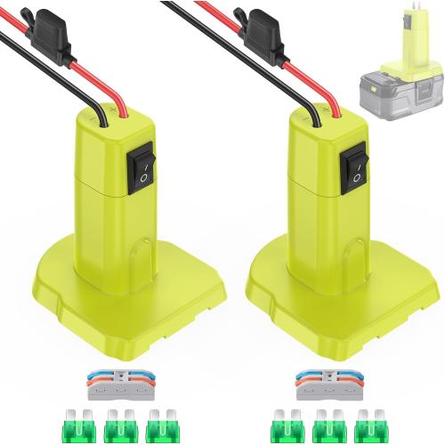 2 Packs Power Wheel Adapter for Ryobi 18V Battery Adapter Power Wheel Battery Converter Kit with Fuse & Switch & Wire Terminals 12AWG Wire for DIY Ride On Truck and Rc Toys