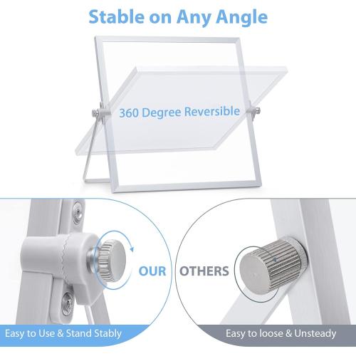 ARCOBIS Small WhiteBoard with Stand 10 X 10, Magnetic Double-Sided Dry Erase White Board Easel for Desk Students Home Office