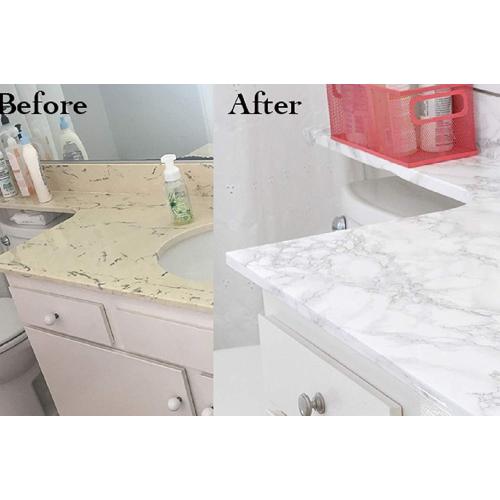 practicalWs Marble Wallpaper Granite White and Grey Paper Roll 23.6 x 118 Kitchen Countertop Cabinet Furniture is Renovated Thick PVC Easy to Remove Without Leaving Glue Upgrade