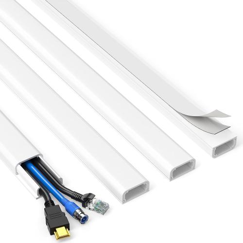 4 - Cord Hider, Cord on Wall, Paintable Cable Hider Wire Covers for Cords, Easier Setup Wire Hiders for TV on Wall, Cable Cover Management to Hide Wires, White
