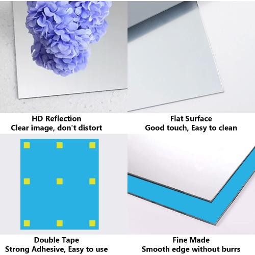 DARENYI A2 Acrylic Mirror Sheet for Wall, 16.5 x 23.2 Large Rectangular Mirror Tiles Frameless Wall Mounted Mirror Self-Adhesive Mirror Stickers for Vanity Bedroom Home Decor