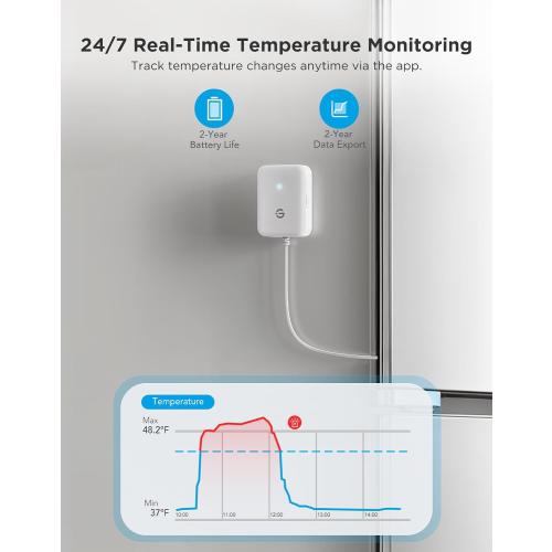 GoveeLife WiFi Refrigerator Thermometer with Alarm, Wireless Digital Freezer Temperature Gauge with App, 2 Years Free Data Export, for Home Kitchen Fridge Hot Tub 2 Pack（Only Support 2.4G Wi-Fi）
