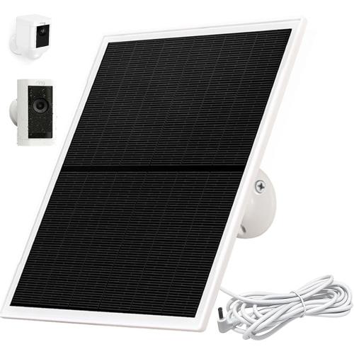 Solar Panel Charger for Ring Camera,10W Solar Charger Compatible with Ring Stick Up Cam Battery and Spotlight Cam Battery,Not for Spotlight Plus/Pro, Barrel DC3.5mm Plug (White)