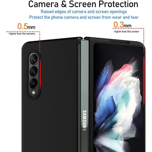 Case for Samsung Galaxy Z Fold 4, Ultra-Thin Full Body Protective Cover with Built-in Screen Protector, Hard PC Anti-Scratch Shockproof Phone Case, Black