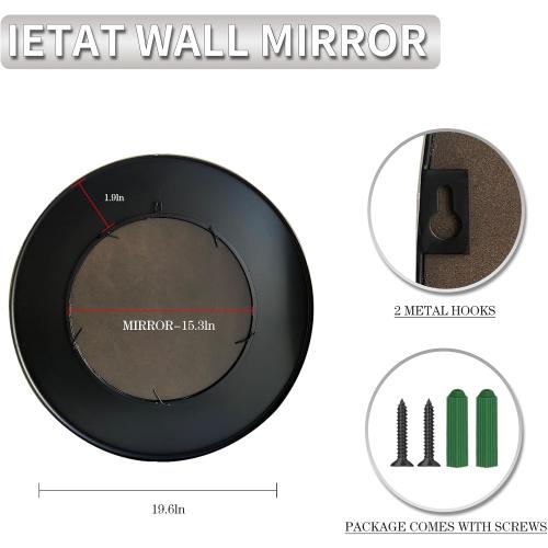 Gold 27 Inch Round Wall Vanity Mirror, Vintage Bronze Mirror Metal Frame, Anti-Rust Wall Mounted Mirror Home Decorative for Living Room, Bedroom, Bathroom, Restroom, Farmhouse