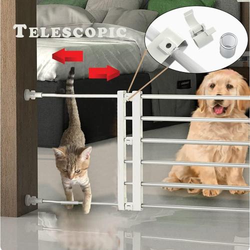 Short Dog Gate Expandable Dog Gate 22-39.37 to Step Over,Pressure Mount Small Pet Gate,Low Pet Gate-Adjustable,Puppy Gate Indoor for Doorway,Stairs (White, S(9.4''H))