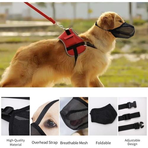 Dog Muzzle, Soft Mesh Covered Muzzles for Small, Medium, Large and X-Large Dogs, Muzzle with Adjustable Straps, Prevent Barking, Biting, and Accidental Ingestion (Black, X-Small)