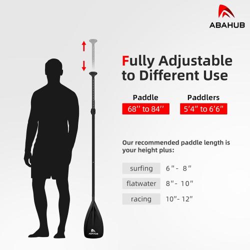 Abahub 3-Piece Stand Up Paddle,Adjustable 68-84 Lightweight Aluminum PU Coated | Paddle Boards Paddles,Durable Blade,Travel Friendly,Black/Blue/Green/Orange/Red/Yellow Plastic Nylon Blade