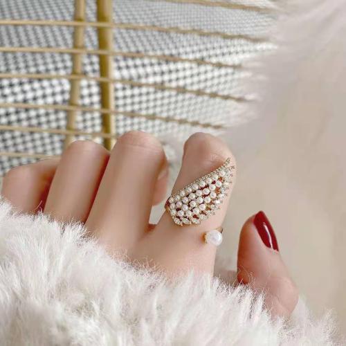CSIYANJRY99 Vintage Pearl Ring Stacking Promise Pearl Rings Adjustable Open Finger Ring Trendy Personality Statement Jewelry for Women