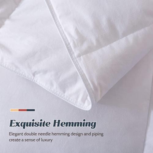 Feather Comforter, Filled with Feather and Down, White Duvet Insert - Luxurious Hotel Collection Bed Blanket Comforter - 100% Cotton Shell - 128 x 98