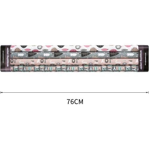 WRAPAHOLIC 30 Inch Christmas Wrapping Paper Roll - Jumbo Roll Rustic Kraft Pink and Grey Christmas Set for Holiday, Party Deco - 4 Rolls - 30 Inch x 120 Inch Per Roll