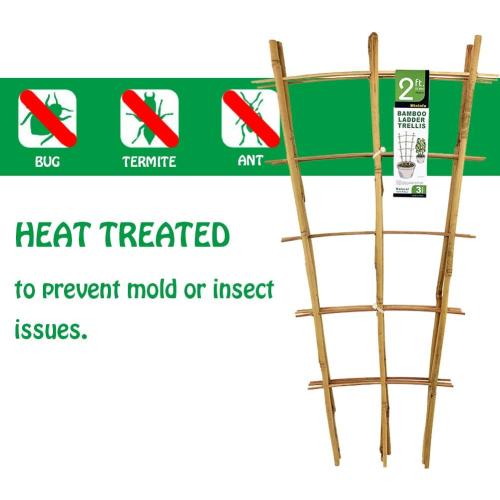 Natural Bamboo Trellis 24 Inches Tall, Mininfa Garden Ladder Trellis, Plant for Climbing Plants, Vegetables, Pots - 3 Pack
