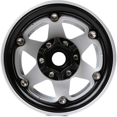 INJORA RC Wheel Rim 4pcs 1.9inch Beadlock Metal Wheel Hub Rim for 1/10 RC Crawler Axial SCX10 90046 AXI03007 TRX4 RedCat MST (Silver)