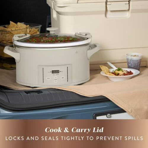 7 Quart Programmable Slow Cooker with Locking Lid, Dishwasher Safe Stoneware, Auto-Warm, Cook & Carry