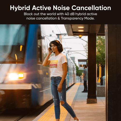 Wyze Headphones Noise Cancelling, Wireless Over Ear Bluetooth Headphones with Mic, Alexa Built-in, HiFi Sound, Transparency Mode for Travel Home Office, Custom EQ via Wyze App