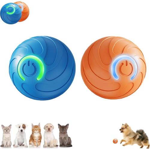 Smart Jumping Ball Toy for Dogs, Duraspin Dog Bouncing Ball, Interactive Bouncing Toys for Puppy Toys （2Pack-Orange & Bule）