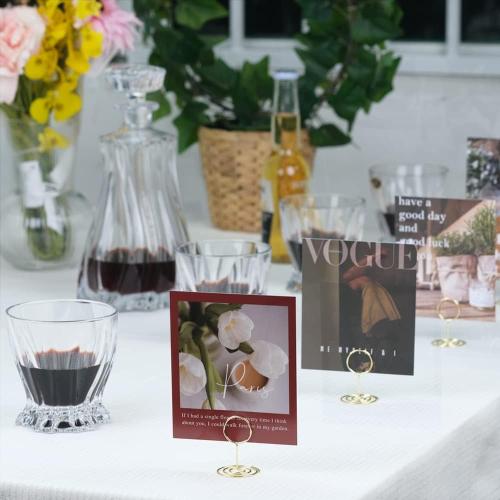 20pcs Mini Place Card Holders, Cute Table Number Holders, Small Size Table Card Holder Tables Number Stands, Wire Photo Picture Menu Clips for Wedding centerpieces, Anniversary Party (Gold)