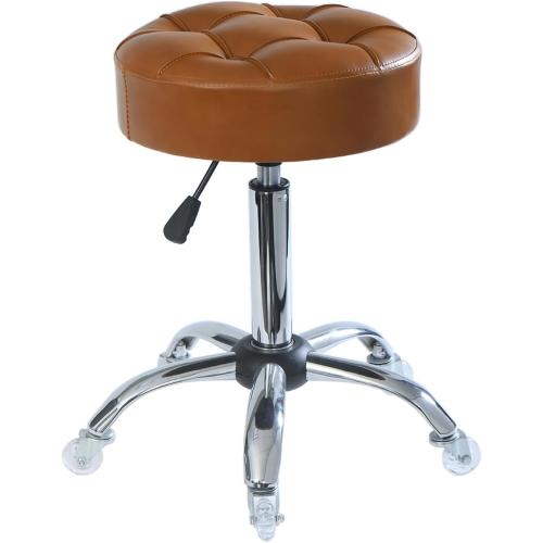 ACEQLYT® Round Rolling Stool with Wheels, Heavy Duty 400lb, Height Adjustable Swivel Drafting Stool for Shop, Salon, Home, Office, Tatoo, Medical, Massage (Brown)