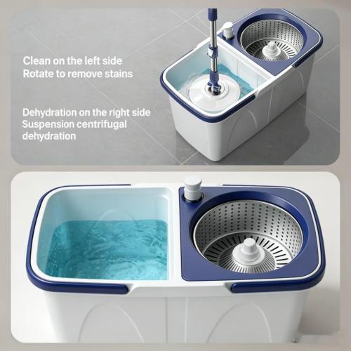 Spin Mop and Bucket Set, Microfiber Mop with Bucket, Easywring Floor Mop with 3 Washable Pads for Hardwood Floor Cleaning
