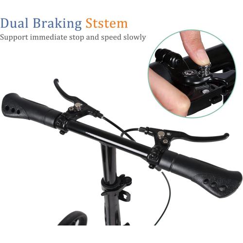 Economy Knee Scooter Steerable Knee Walker for Foot Injuries Compact Crutch Alternative with Dual Braking System (Blue)