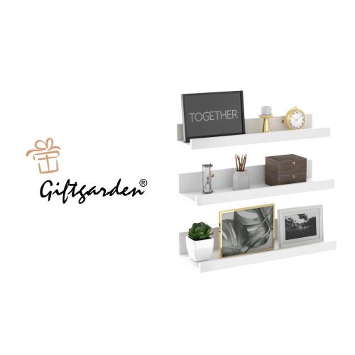 Giftgarden 24 Inch Black Floating Shelves Wall Mounted Woodgrain Picture Ledge Shelf for Storage Bedroom Bathroom Kitchen Living Room Office, Set of 3 Different Sizes