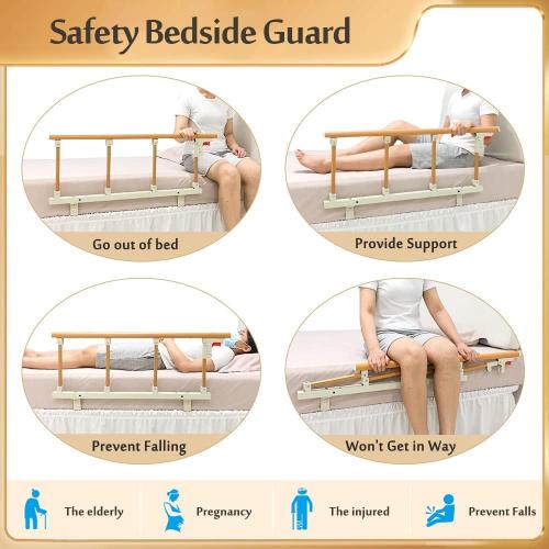 Bed Rails for Elderly Adults Guard Railing Bed Side Rail Medical Safety Bed Assist Bar for Seniors Bedside Handle Cane Hospital College Dorm Collapsible Bed Rail Metal Fall Protector Home Care Devices