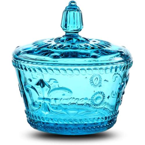 European Retro Nostalgic Three-Dimensional Relief Color Glass Jar Candy Jar Seasoning Jar With Lid