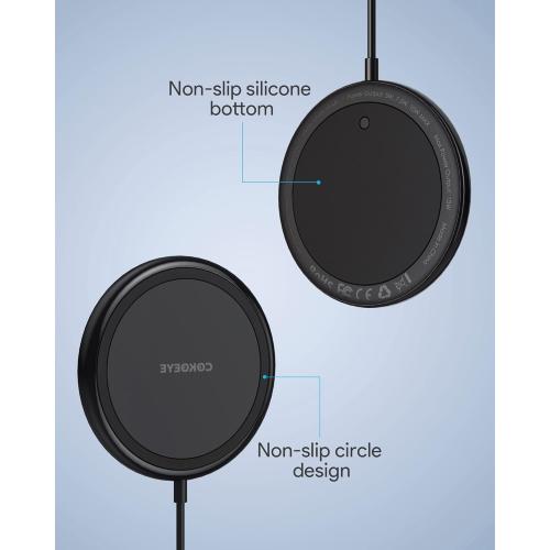 Wireless Charger, 15W Max Fast Wireless Charging Pad 2-Pack Compatible with iPhone 17/17 Air/17 Pro/17 Pro Max/16/15/14/13/12/Samsung S24/S24Ultra/S23Ultra/S22/S21,AirPods Pro2