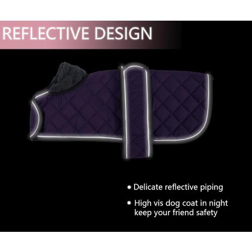 Warm Thermal Quilted Dachshund Coat,Dog Winter Coat with Warm Fleece Lining,Outdoor Dog Apparel with Adjustable Bands for Medium,Large Dog-Purple-M