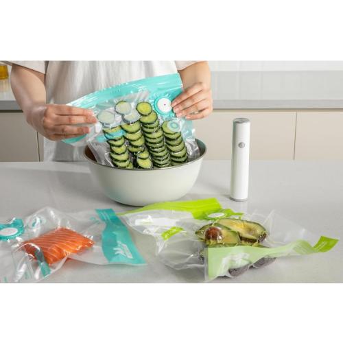 Vacuum Sealer Bags for Food, 20 PCS Reusable Sous Vide Bags BPA Free, Vacuum Zipper Bag with Universal Air Valve,2 Sizes Food Storage Bag for Meal Prep.