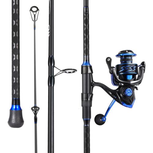 Sougayilang Spinning Reel and 2-Piece Fishing Rod Combo, Durable Graphite & Fiberglass Rod, Split-Grip Cork Handle,Right/Left Handle Position