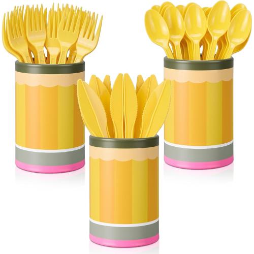 3 Sets Back to School Party Supplies with Cutlery Set